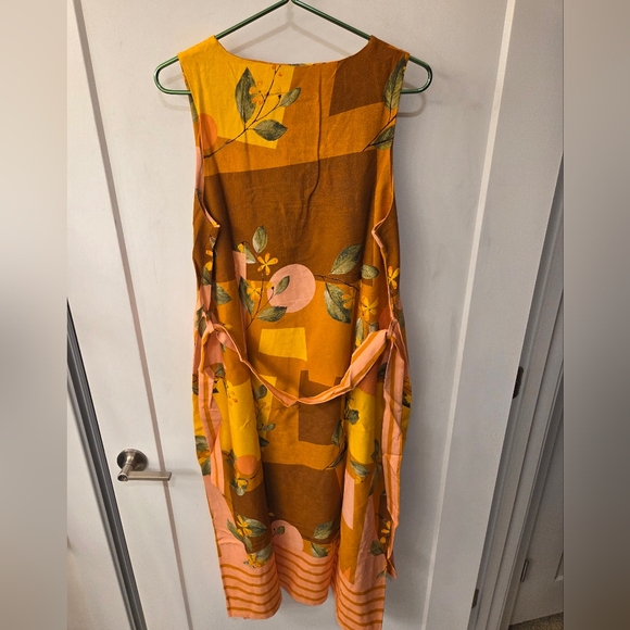 NWT - Le Ragazze Italy Linen Blend Burnt Orange Belted Sleeveless Midi Dress - L - Picture 6 of 12